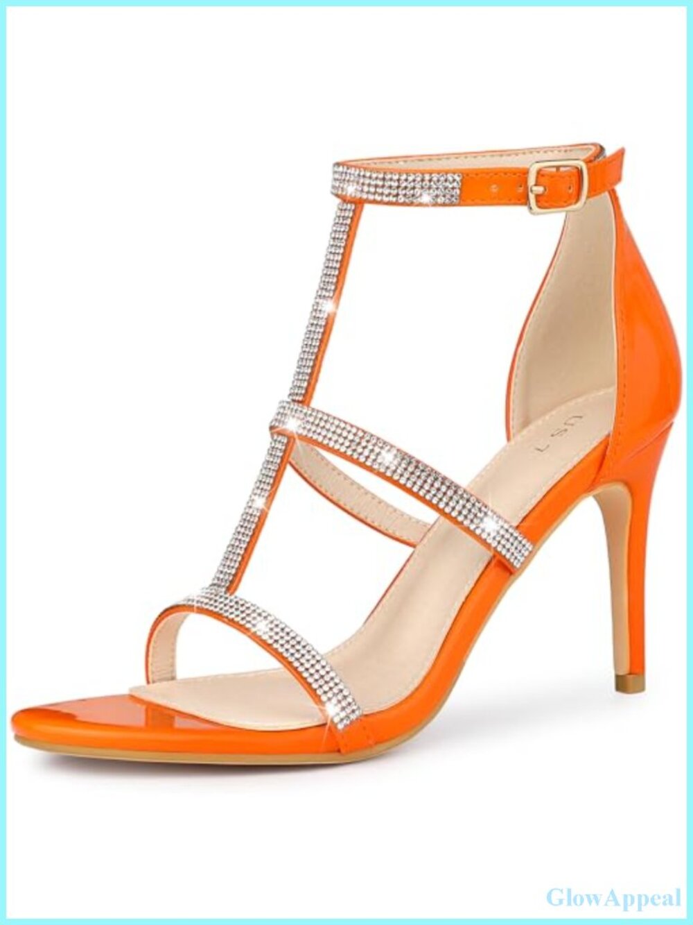 Rhinestone Ankle Strap Stiletto Heel Sandals Open Toe PU Evening